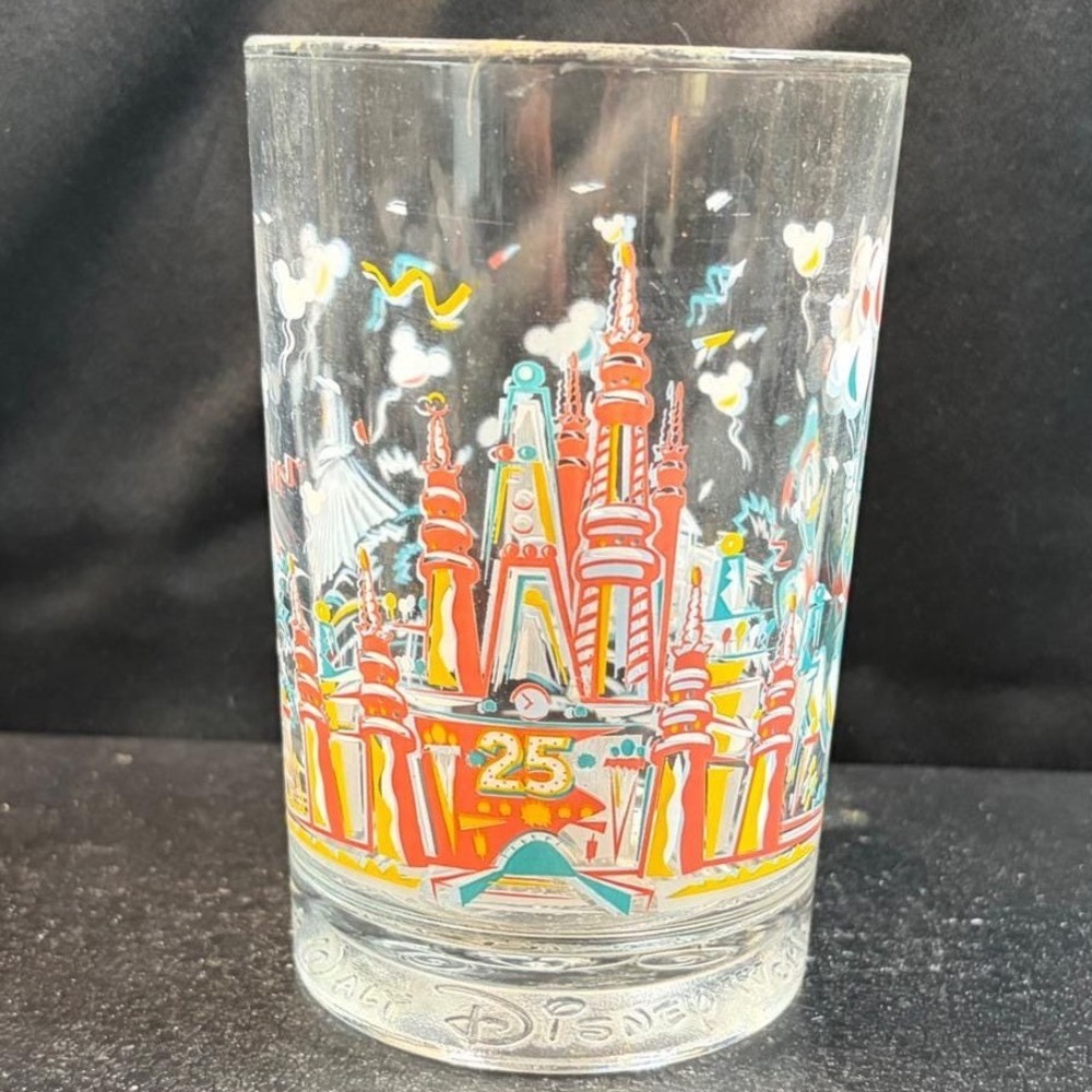 McDonalds Walt Disney World 25th Anniversary Glass Tumbler Remember The Magic